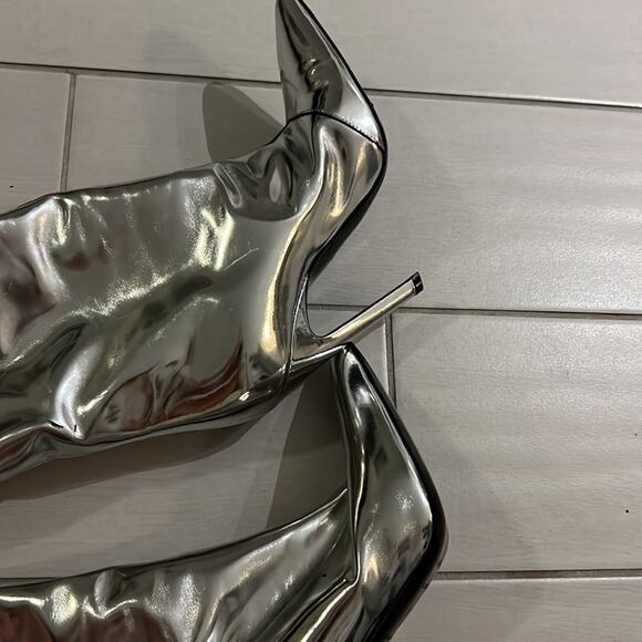 Balenciaga metallic silver thigh high calf skin knife boot size 37 - Picture 9 of 12